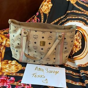 Cream and hot pink small tote